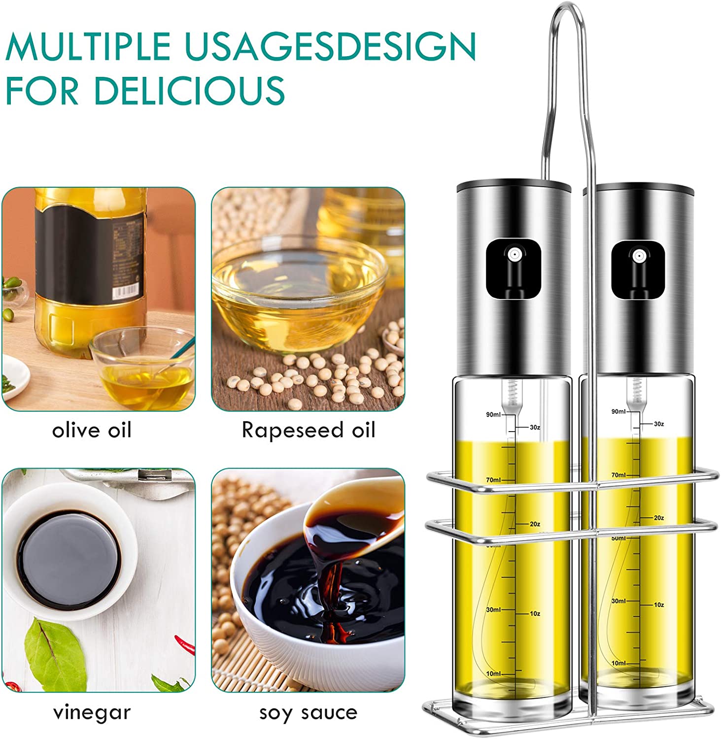  PUZMUG Olive Oil Sprayer, 2 Pack 100mlOil Spray for Cooking,  Spray Bottle Olive Oil Sprayer Mister for Cooking, BBQ, Salad, Baking,  Roasting, Grilling : Home & Kitchen